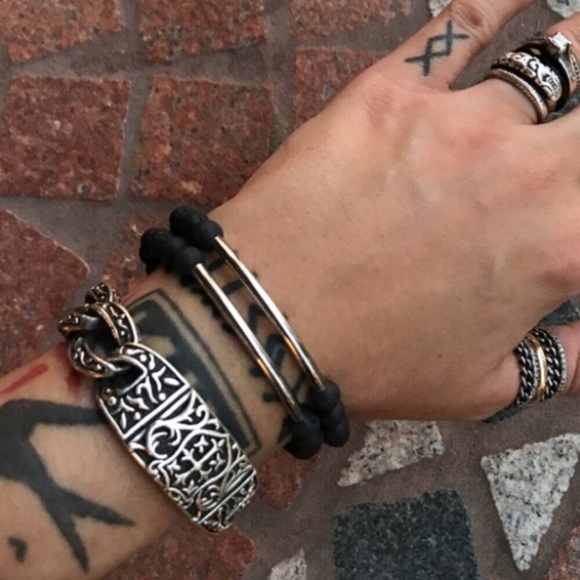 Genuine lava rock oil diffuser bar bracelets set of 2 - Picture 2 of 10